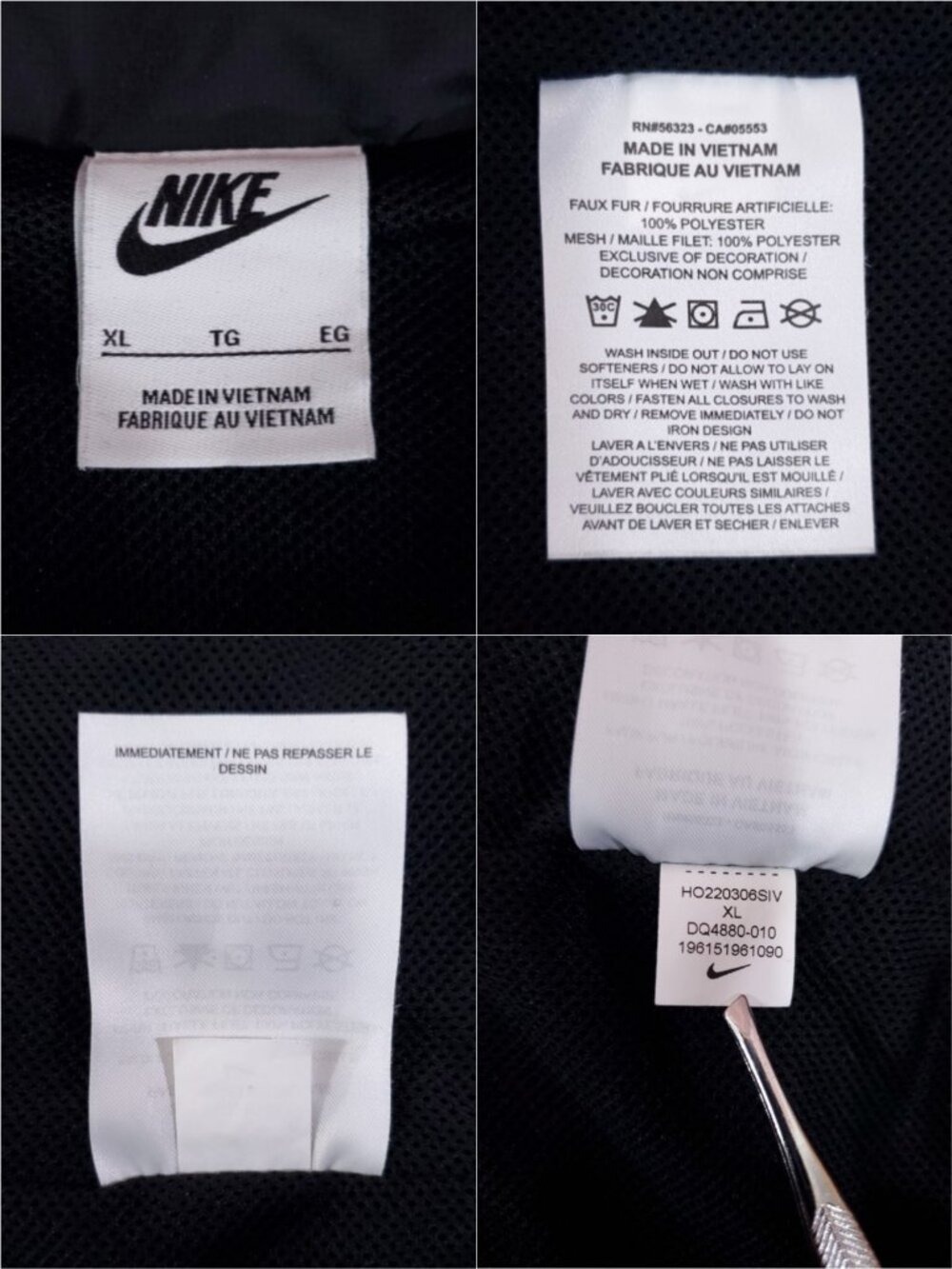 Nike Mens XL Club Fleece Anorak 1/2 Zip Pullover Jacket Black Purple DQ4880-010 - Picture 13 of 15